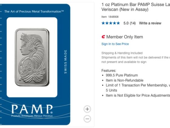 Costco adds platinum bars to its precious metals lineup